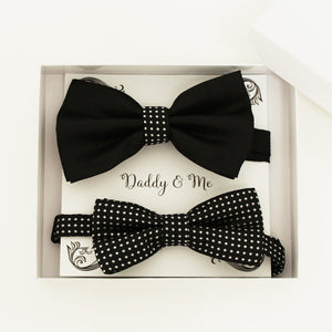 Black and white Bow tie set for daddy and son, Daddy me gift set, Grandpa and me, Father son matching, black white Kids bow, daddy me gift