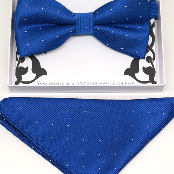 Royal blue bow tie & Royal blue Pocket Square, Best man Groomsman Man of honor ring breaer bow, Blue kids bow, some thig blue, handkerchief