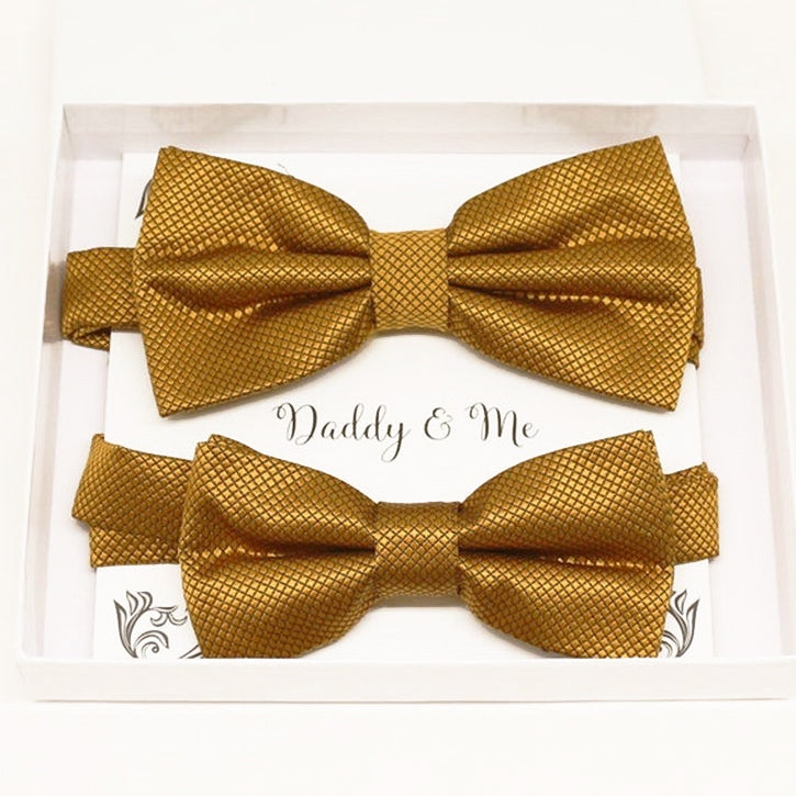Gold Bow tie set for daddy and son, Daddy me gift set, Grandpa and me, Father son match bow, Gold kids bow tie,Gold bow tie, Ring bearer bow