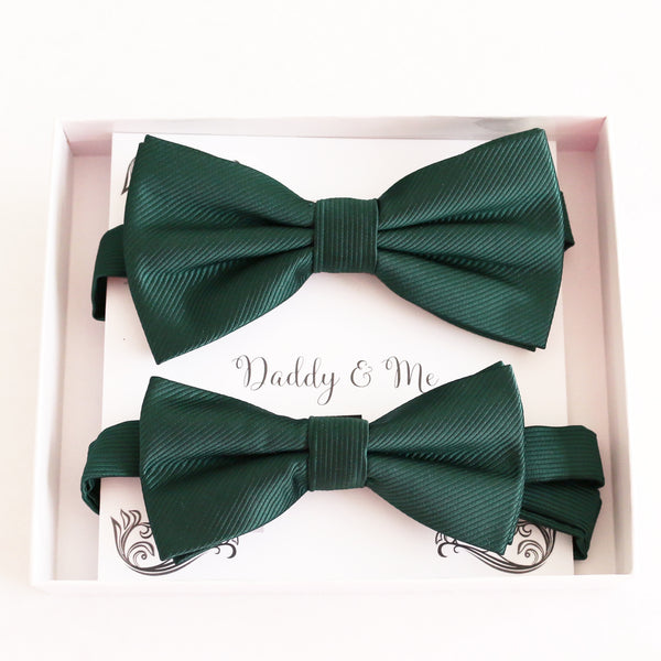 Emerald green Bow tie set for daddy son Daddy me gift set Father son match daddy me bow Handmade kids bow Adjustable pre tied bow, High quality