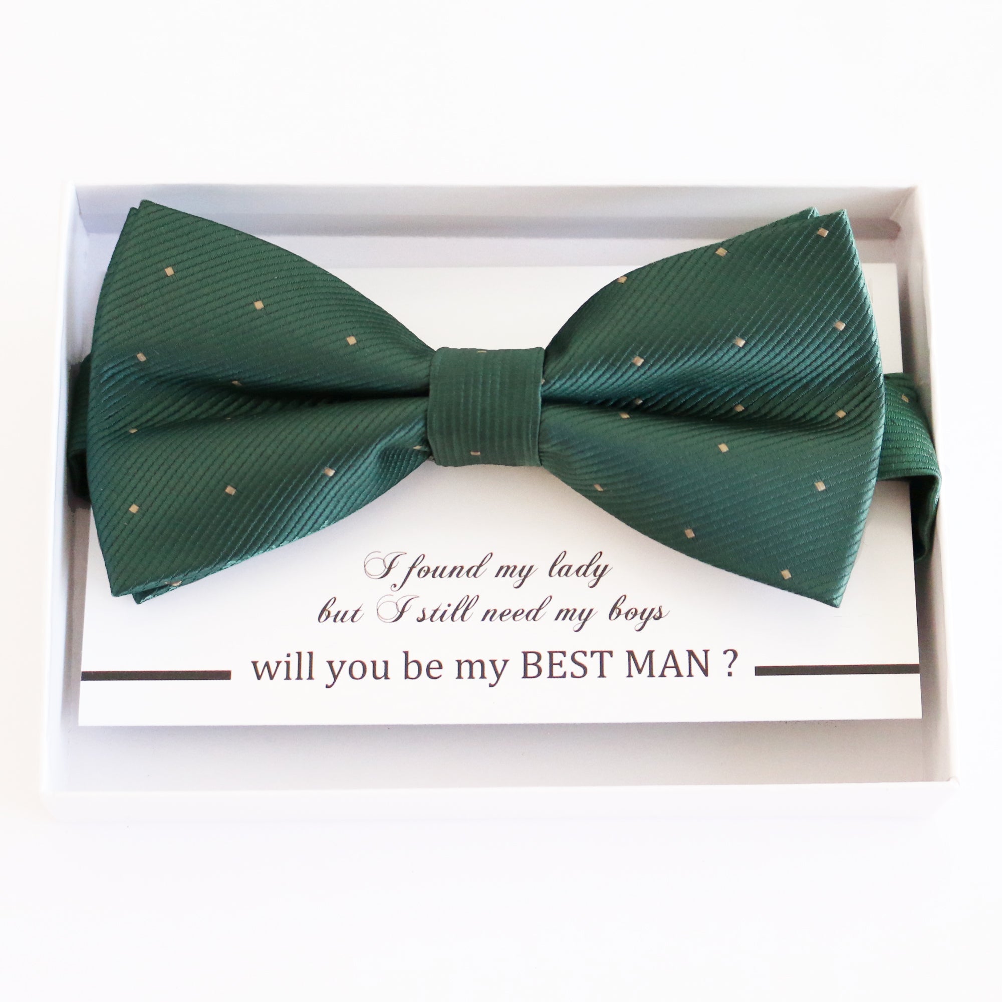 Green bow tie Best man Groomsman Man of honor ring bearer request Christmas New year gift, Kids adult bow, Adjustable Pre tied High quality