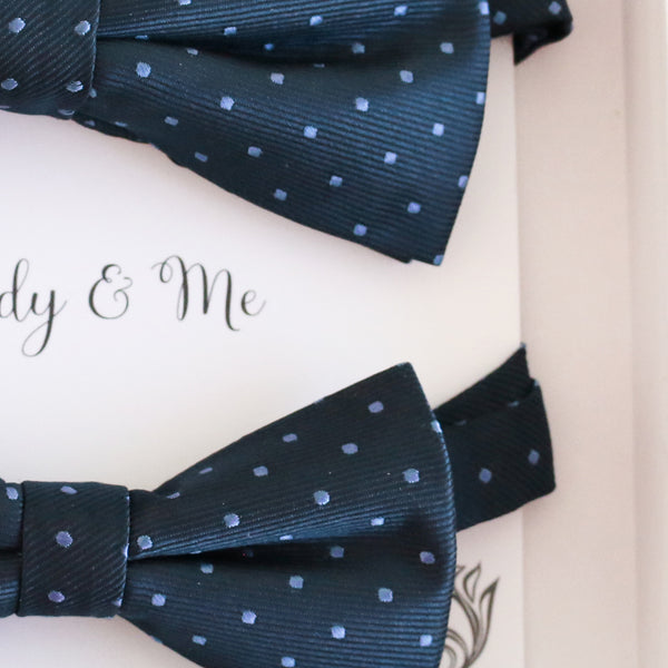 Navy polka dots Bow tie set Kids Adult bow tie Daddy me Father son match, Navy blue kids bow Adjustable pre tied, High quality