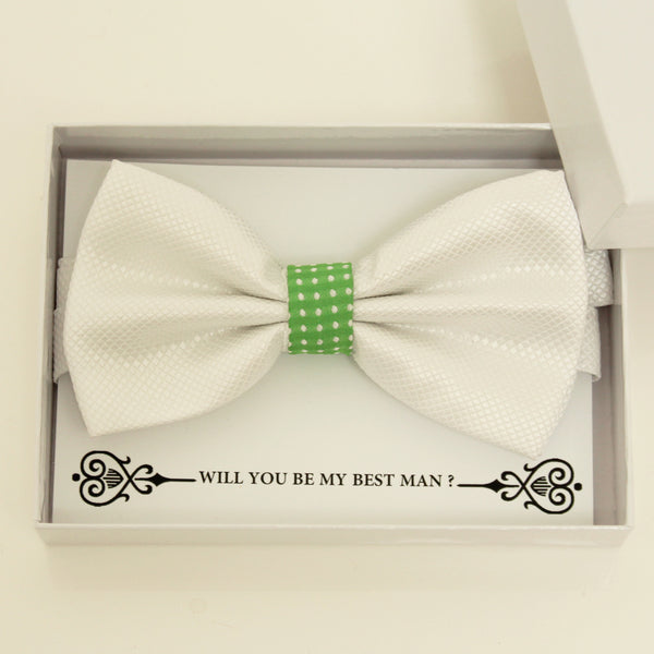 White Green bow tie, Best man request bow, Groomsman bow tie, Ring Bearer bow tie, Man of honor gift, Kids bow tie, Man of honor bow