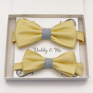 Sunlight yellow Bow tie set daddy son, Daddy and me gift, Grandpa and me, Father son matching, Kids bow tie, Kids adult bow tie, High quality
