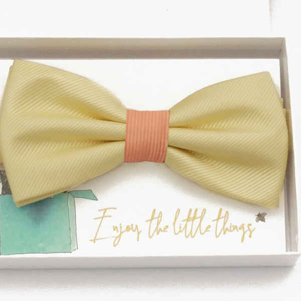 Sunlight yellow peach bow tie Best man Groomsman Man of honor ring bearer request gift, Kids adult bow, Adjustable Pre tied High quality, Birthday Congrats