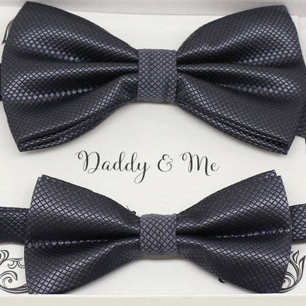 Charcoal Bow tie set for daddy and son, Daddy me gift set, Grandpa and me, Father son match, charcoal Toddler Kids bow, daddy me bow tie