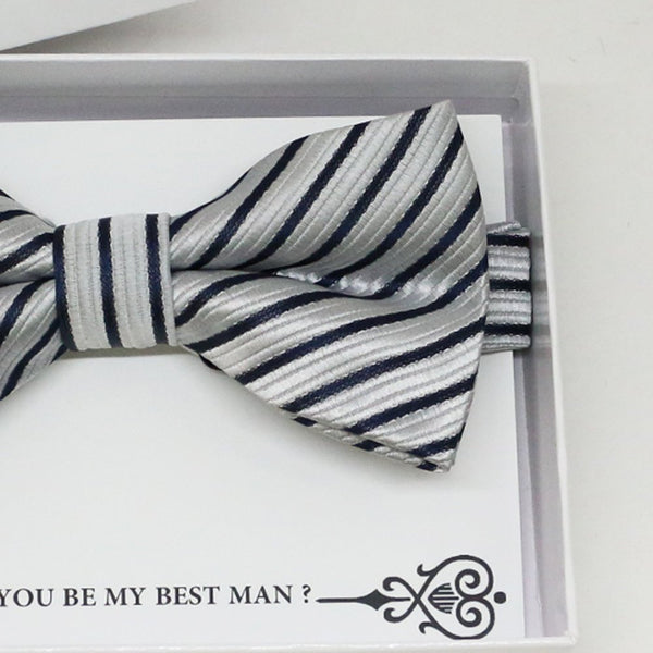 Silver black bow tie, Best man request gift, Groomsman bow tie, Man of honor gift, Best man bow tie, best man gift, man of honor request, bow tie