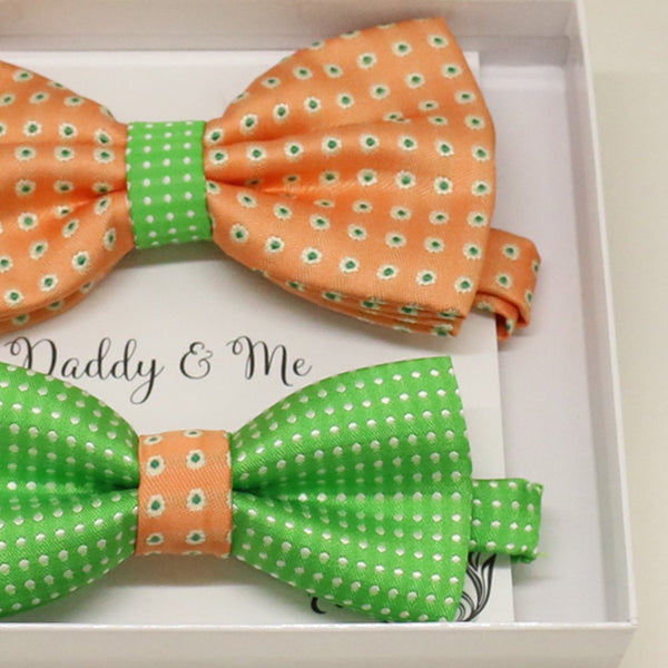 Peach Green Bow tie set for daddy and son, Daddy and me gift set, Grandpa me, Father son matching, Toddler bow tie, daddy me bow tie