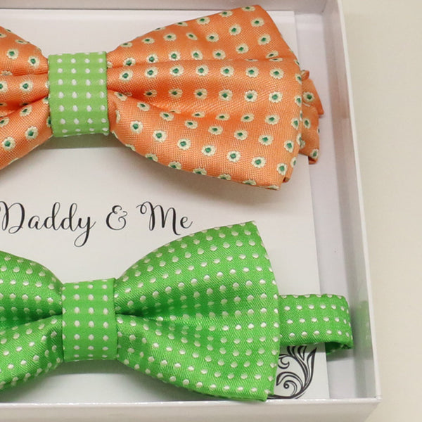 Peach Green Bow tie set for daddy and son, Daddy and me gift set, Grandpa and me, Father son matching, Toddler bow tie, daddy and me bow tie