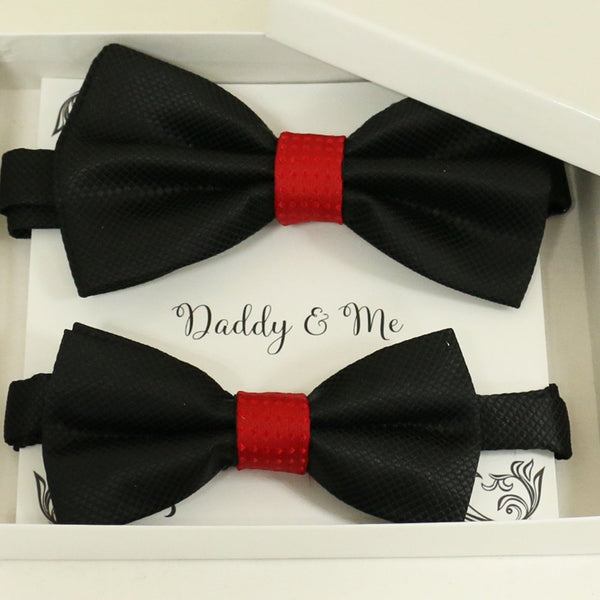 Black red Bow tie set for daddy and son, Daddy and me gift set, Grandpa and me, Father son matching, Toddler bow tie, daddy me bow tie gift