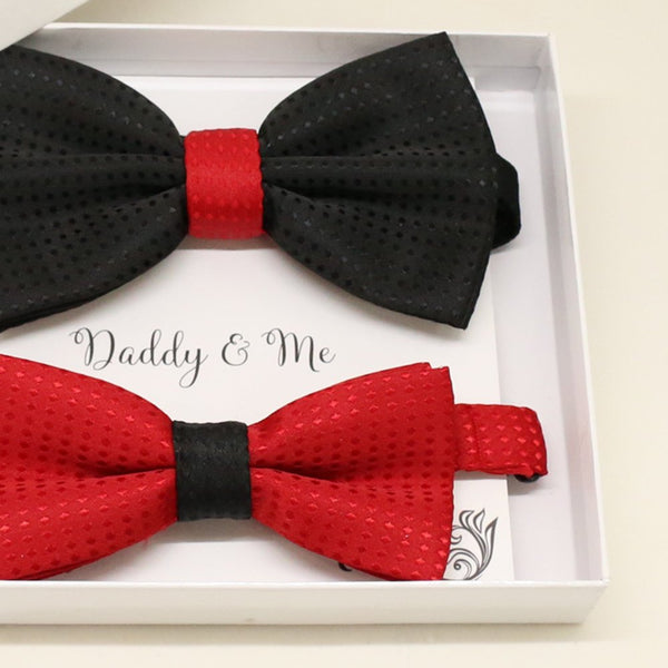 Red black Bow tie set for daddy and son, Daddy me gift set