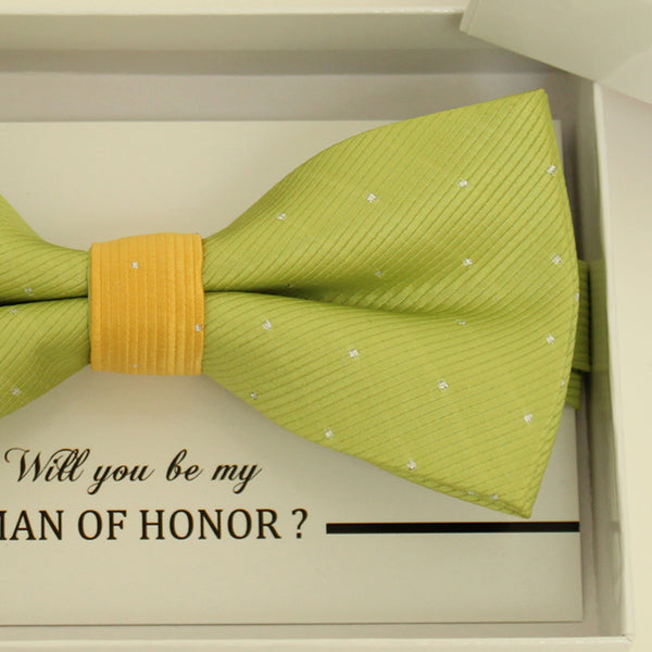 Lime green and yellow bow tie, Best man request gift, Groomsman bow tie, Man of honor gift, Best man bow tie, man of honor, Green bow tie