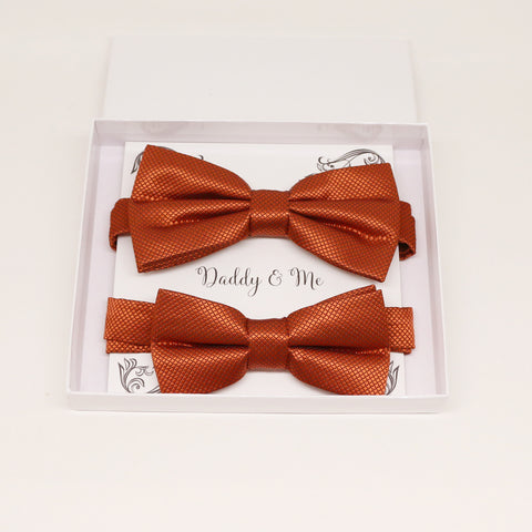 Rust Bow tie set for daddy and son, Daddy me gift set, Grandpa and me, Father son matching bow, Rust bow tie for kids, Rust wedding theme