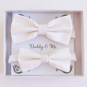 White Bow tie set for daddy and son, Daddy and me bow tie gift set, Grandpa me, White kids bow tie