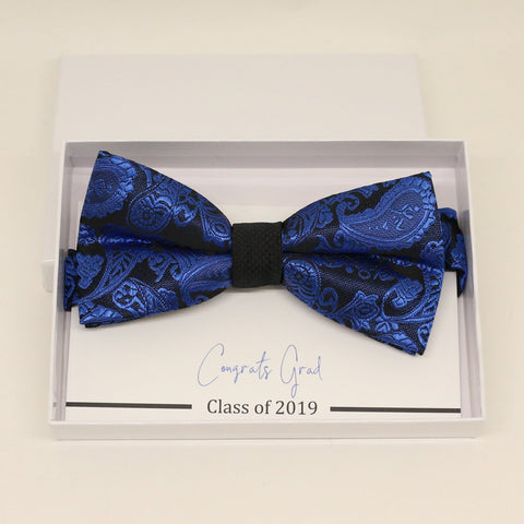Royal blue bow tie, Paisley bow tie, Congrars grad, Congrats, Happy birthday, Best man request gift, Groomsman bow,  Thank you, Royal blue