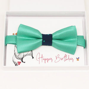 Turquoise kids Bow Ties, ring bearer bow tie, Happy Birthday card, congrats, congrats grad, Ring bearer request gift, Turquoise kids bow