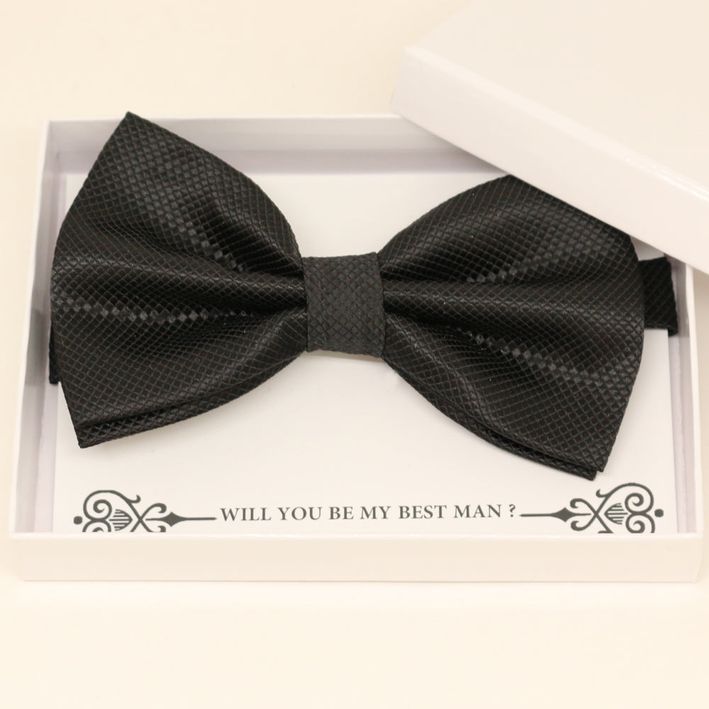 Black bow tie, Best man request gift, Groomsman bow tie, Ring Bearer black bow tie, Man of honor gift, baby announcement, toddler bow tie