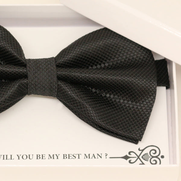 Black bow tie, Best man request gift, Groomsman bow tie, Ring Bearer black bow tie, Man of honor gift, baby announcement, toddler bow tie