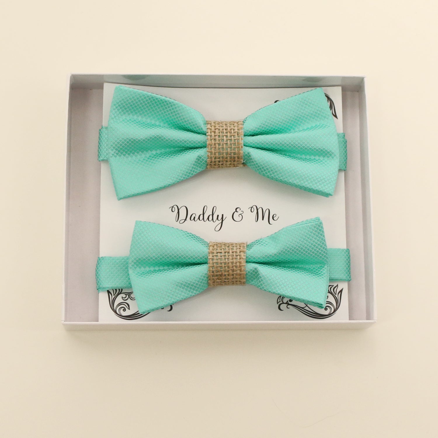 Turquoise burlap Bow tie set for daddy and son, Daddy me gift set, Grandpa and me, Father son match, turquoise kids Toddler bow, handamde