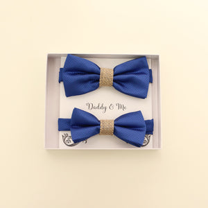 Royal blue burlap Bow tie set for daddy and son, Daddy me gift set, Grandpa and me, Father son match, Royal Blue kids Toddler bow, handmade