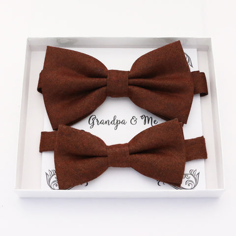Brown cinnamon Bow tie set for daddy and son, Daddy and me gift set, Grandpa and me, Father son matching, Kids bow tie, daddy and me bow tie gift