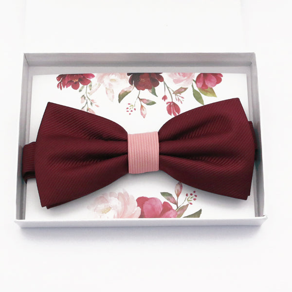 Burgundy blush bow tie Best man Groomsman Man of honor ring bearer request gift, Kids adult bow, Adjustable Pre tied High quality, Birthday Congrats