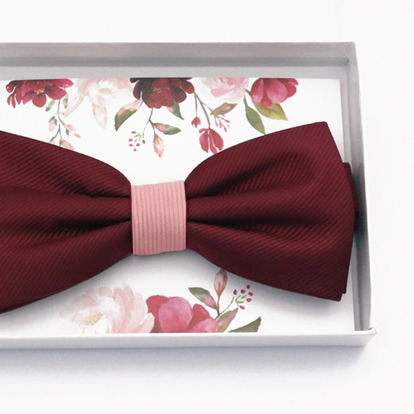 Burgundy blush bow tie Best man Groomsman Man of honor ring bearer request gift, Kids adult bow, Adjustable Pre tied High quality, Birthday Congrats