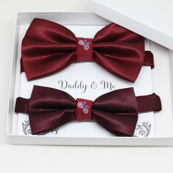 Burgundy Bow tie set for daddy and son, Daddy and me gift set, Grandpa me, Father son match, Burgundy kids bow tie, handmade bow tie