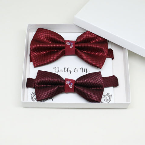 Burgundy Bow tie set for daddy and son, Daddy and me gift set, Grandpa me, Father son match, Burgundy kids bow tie, handmade bow tie