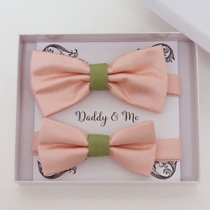 Blush olive green bow tie set for daddy and son, Daddy and me gift set, Grandpa and me, Father son matching, Toddler bow tie, handmade bow