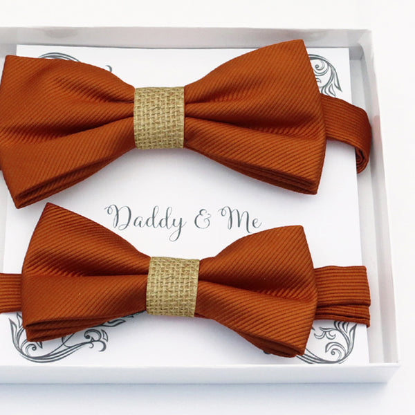 Cinnamon burlap Bow tie set daddy son, Daddy and me gift, Grandpa and me, Father son matching, Kids bow tie, Kids adult bow tie, high quality