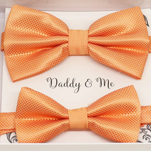 Pale orange Bow tie set for daddy and son, Daddy and me bow tie gift set, Grandpa and me, orange Kids Toddler bow, Pale orange bow tie