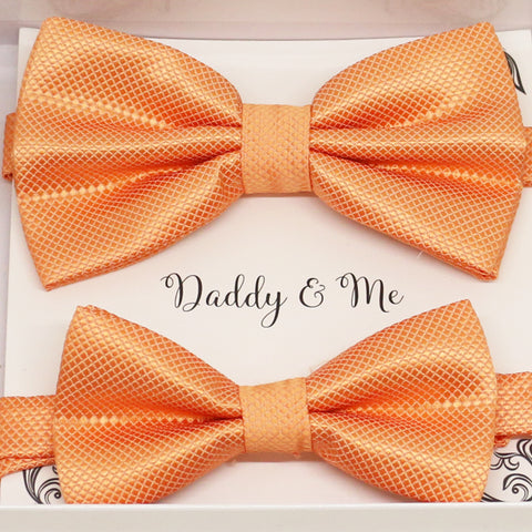 Pale orange Bow tie set for daddy and son, Daddy and me bow tie gift set, Grandpa and me, orange Kids Toddler bow, Pale orange bow tie
