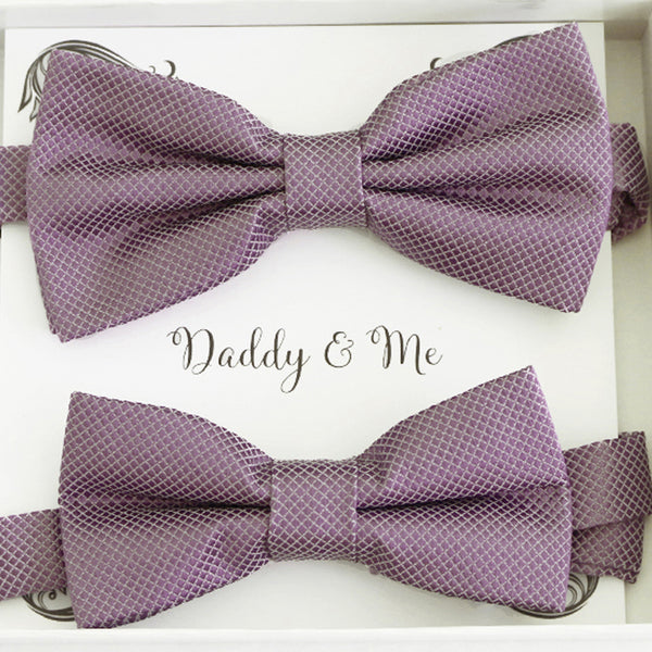 Dusty purple Bow tie set for daddy and son, Daddy me gift set, Father son matching bow tie, Handmade bow, Dusty lavender kids bow tie