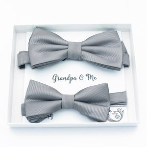Gray Bow tie set daddy son, Classic blue Daddy and me gift, Grandpa and me, Father son matching, Kids bow tie, Kids adult bow tie, high quality