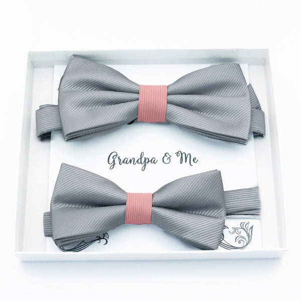 Gray blush Bow tie set daddy son, Daddy and me gift, Grandpa and me, Father son matching, Kids bow tie, Kids adult bow tie, High quality