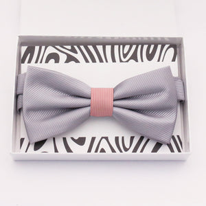 Gray and blush bow tie Best man Groomsman Man of honor ring bearer request gift, Kids adult bow, Adjustable Pre tied High quality, Birthday Congrats