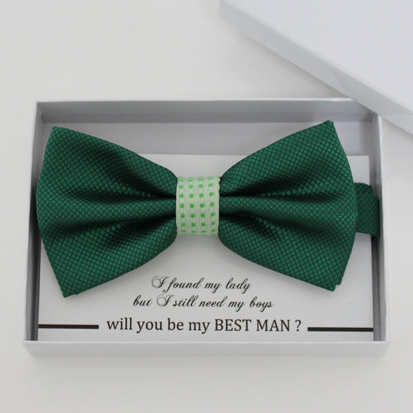 Green bow tie, Best man request gift, Groomsman bow tie, Man of honor gift, Best man bow, best man gift, handmde bow, man of honor request