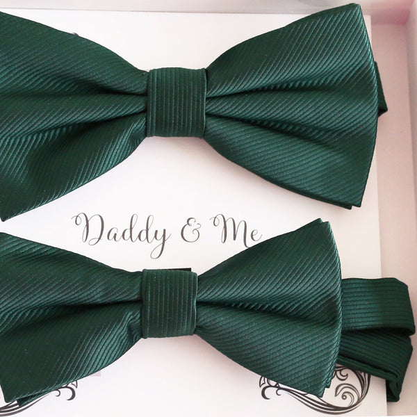 Emerald green Bow tie set for daddy son Daddy me gift set Father son match daddy me bow Handmade kids bow Adjustable pre tied bow, High quality