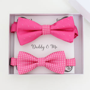 Hot pink bow tie set for daddy and son, Daddy and me gift set, Father son matching, Hot pink kids bow tie, daddy me bow, handmade bow tie