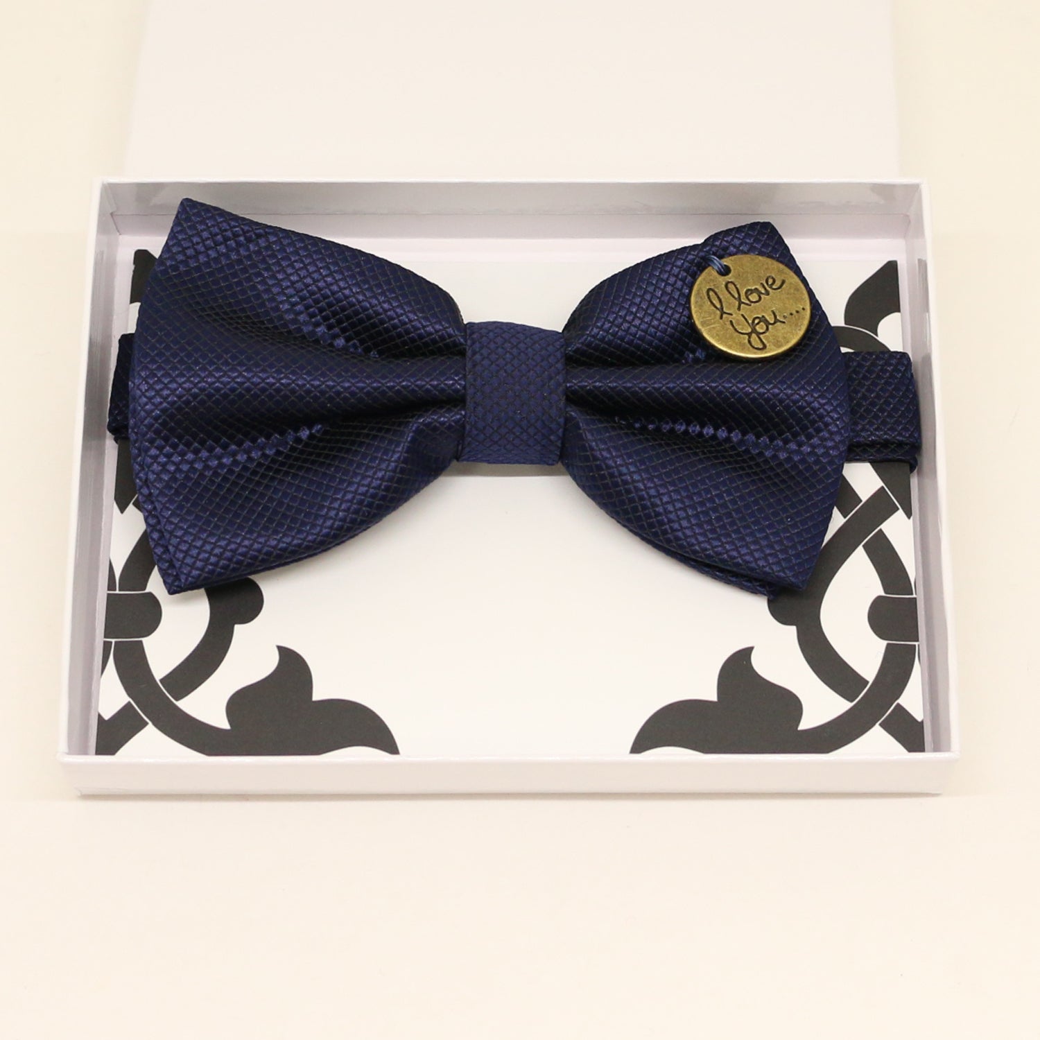 Navy bow tie, Best man request gift, Groomsman bow, Man of honor gift, Best man bow, Happy Birthday, Congrats, Congrats grad, I love you