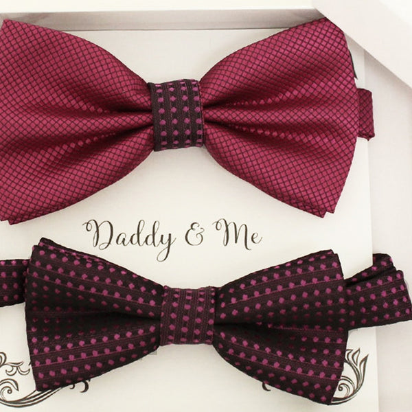 Magenta bow tie set for daddy and son, Daddy and me gift set, Father son matching, magenta kids bow tie, daddy me bow, handmade bow tie