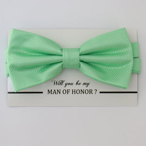 Mint Green bow tie Best man Groomsman Man of honor ring bearer request Birthday gift, Kids adult bow, Adjustable Pre tied bow tie