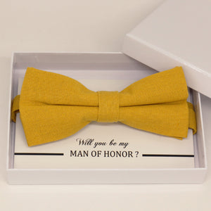 Mustard yellow bow tie, Best man request gift, Groomsman bow tie, Man of honor gift, Best man bow tie, best man gift, man of honor request