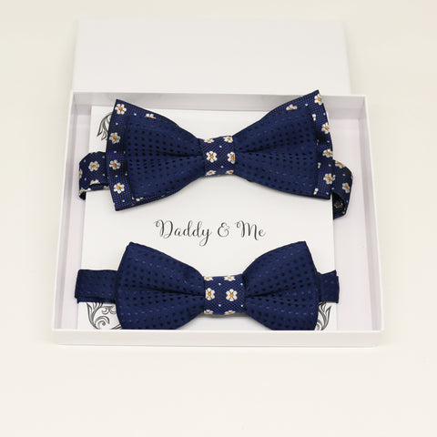 Navy flower Bow tie set for daddy and son, Daddy me gift set, Grandpa and me, Father son match, Toddler kids bow, Some thing blue, Navy bow