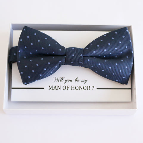 Navy blue bow tie Best man Groomsman Man of honor ring bearer request Birthday gift, Kids adult bow, Adjustable Pre tied High quality