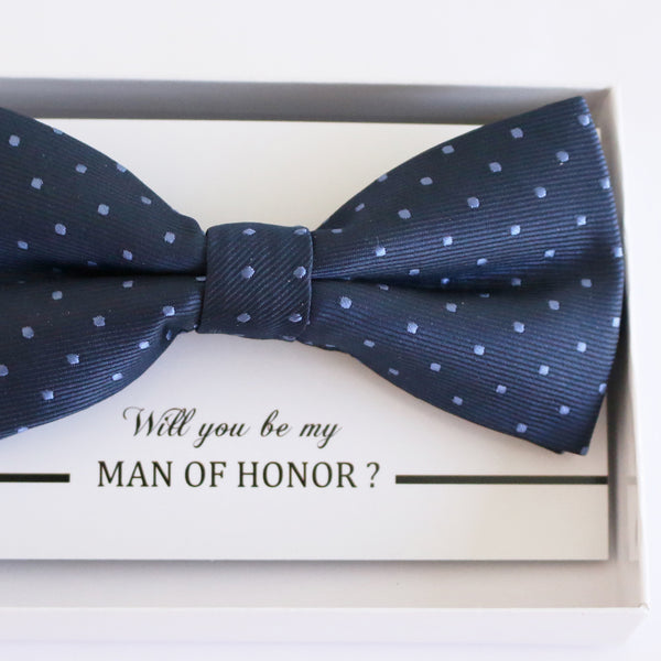 Navy blue bow tie Best man Groomsman Man of honor ring bearer request Birthday gift, Kids adult bow, Adjustable Pre tied High quality