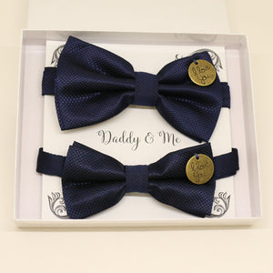 Navy Bow tie set for daddy and son, I love you charm, Daddy me gift set, Grandpa and me, Father son match, Toddler kids bow, Some thing blue