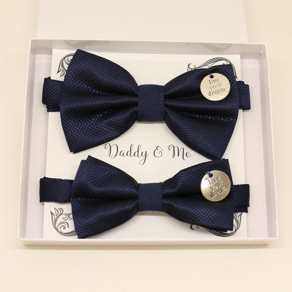 Navy Bow tie set for daddy and son, Live your dream, handmade Daddy and me gift, Grandpa gift, Father son, Toddler kids bow, Some thing blue
