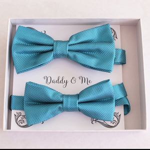 Ocean blue Bow tie set daddy son, Daddy and me gift, Grandpa and me, Kids adult bow tie,  Handmade Adjustable pre tied bow, Ocean blue 